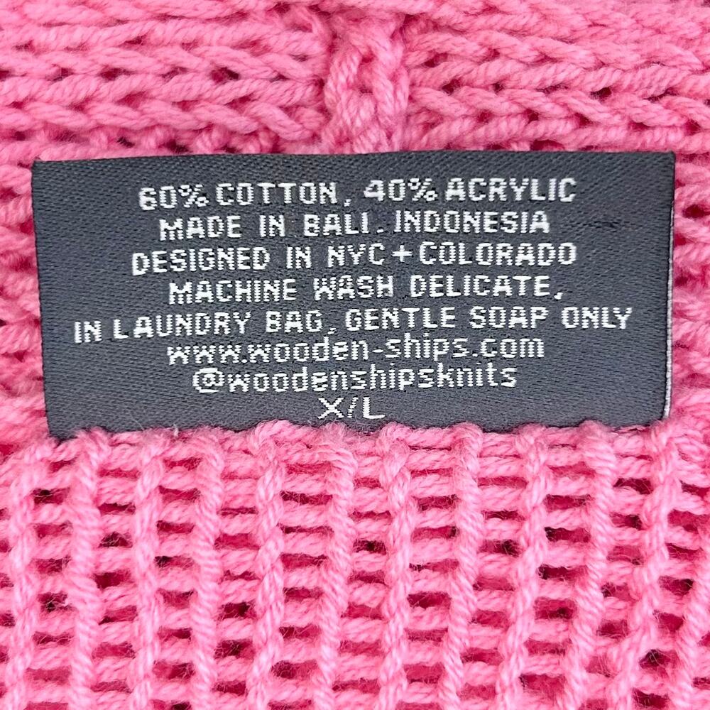 Wooden Ships Pink Long Sleeve Beachy Cotton Blend Open Front Knit Cardigan L/XL - Picture 6 of 7